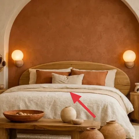 Linen-texture bed cover in cream