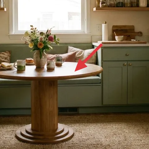 Round wooden dining table