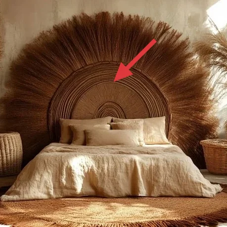 arched rattan bed backrest