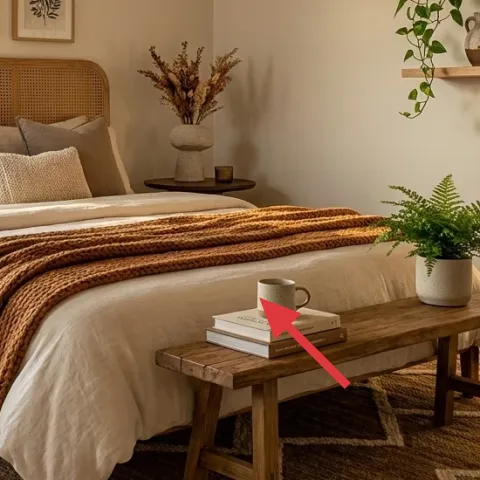 Knit throw blanket in rust brown