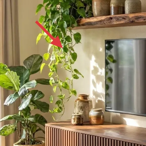 large leafy plant in woven planter