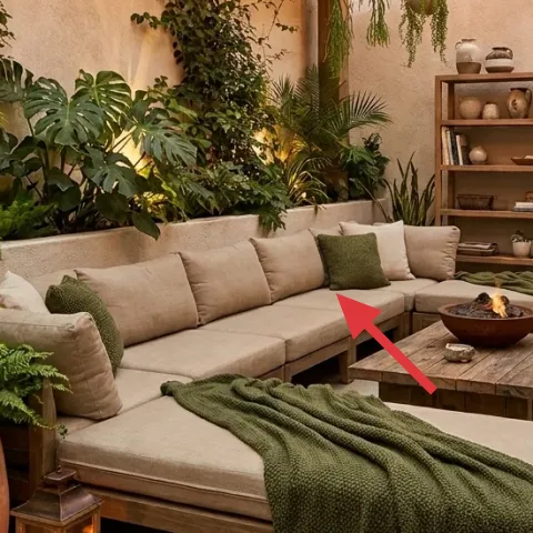 Green accent throw pillows