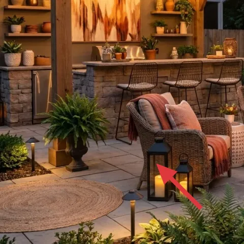 metal lanterns with candles (pair)