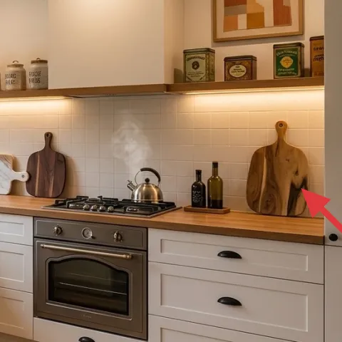 wood cutting board set on display wall
