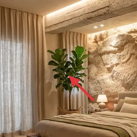 Olive linen throw at the foot of the bed