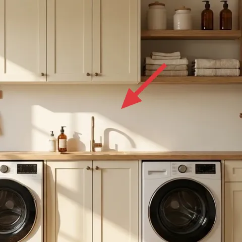 Peel-and-stick wallpaper behind countertop