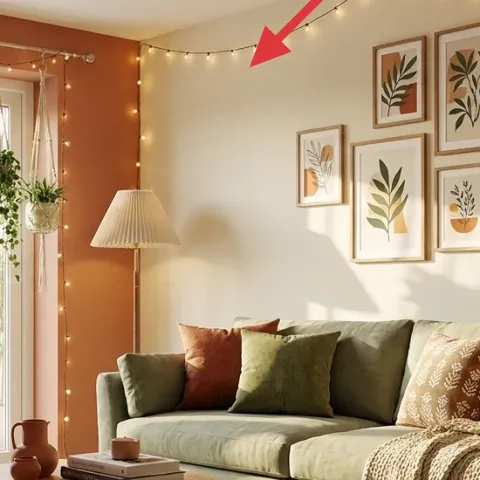String lights along ceiling/wall