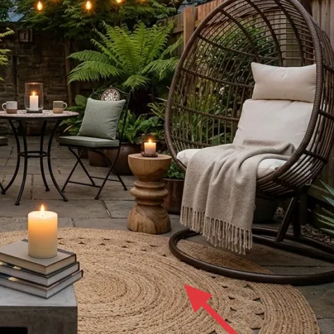 woven or textured outdoor rug
