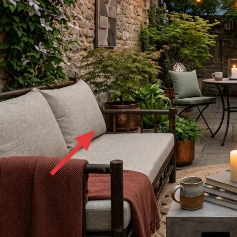 light beige throw blanket on loveseat