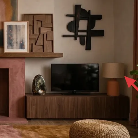 pair of floor-length curtains in rust color