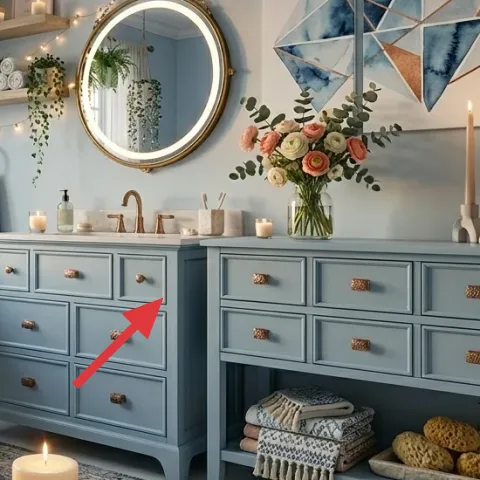 Powder-blue double-sink vanity