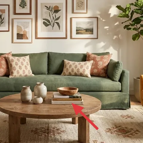 Round wooden coffee table