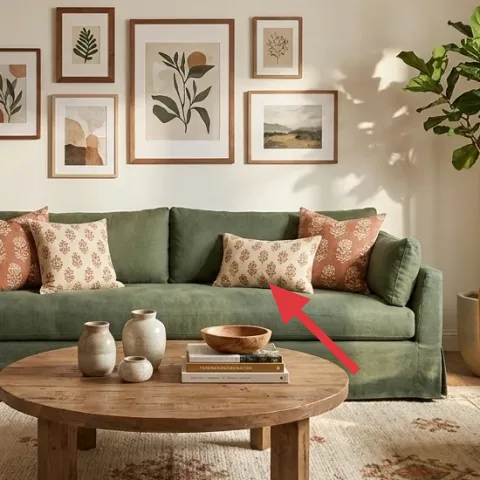 Green fabric sofa