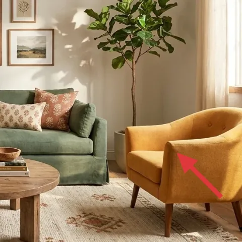 Mustard upholstered armchair