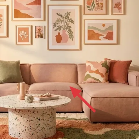 round terrazzo-style coffee table