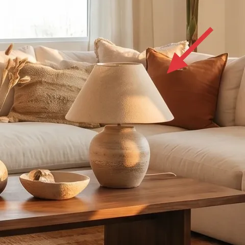 table lamp with beige shade