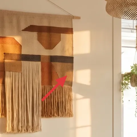 woven wall tapestry with fringe