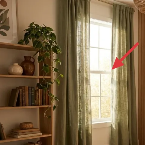 Green curtain panels