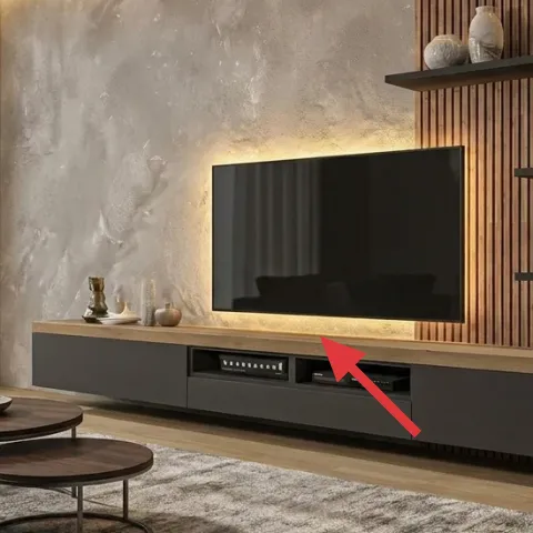 plug-in warm LED backlight strip behind TV