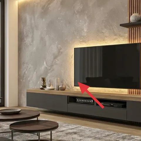ceramic vase and small objects on media console