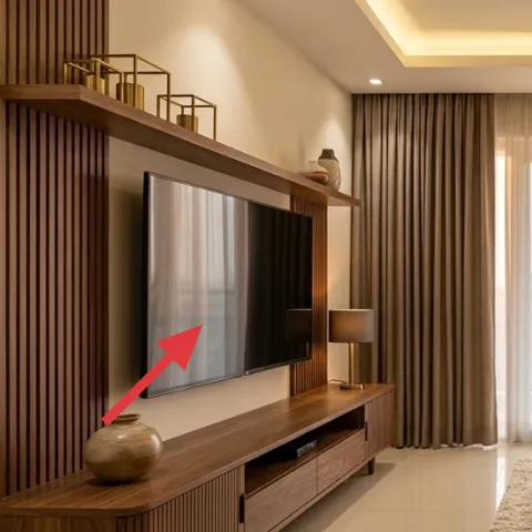 ceramic vase on TV console
