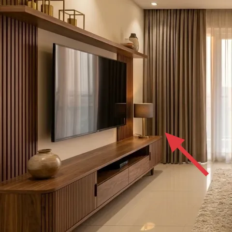 table lamp on TV console