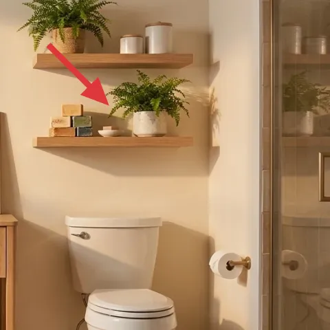 two floating wood shelves