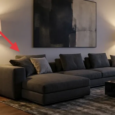floor lamp with beige fabric shade (left)