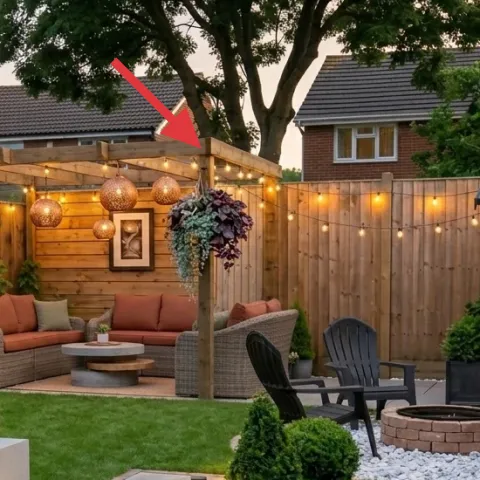 String lights on fence