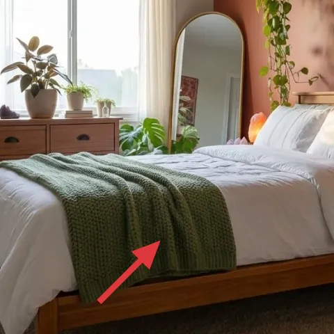 green knit throw blanket