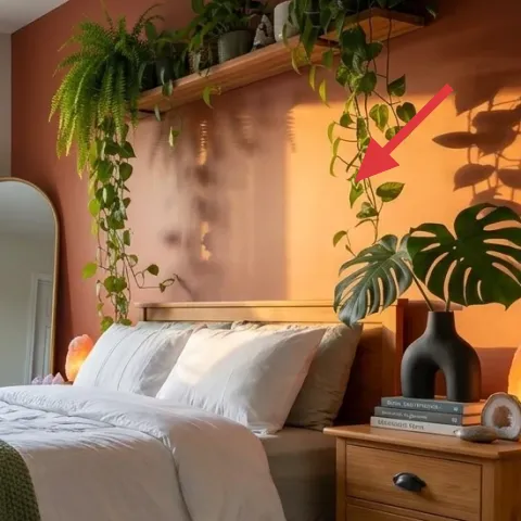 peach painted accent wall