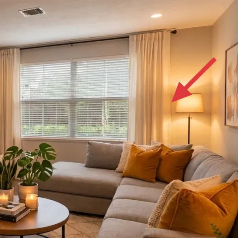 beige curtain panels
