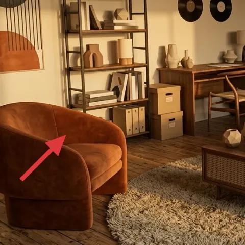 Tan velvet accent chair