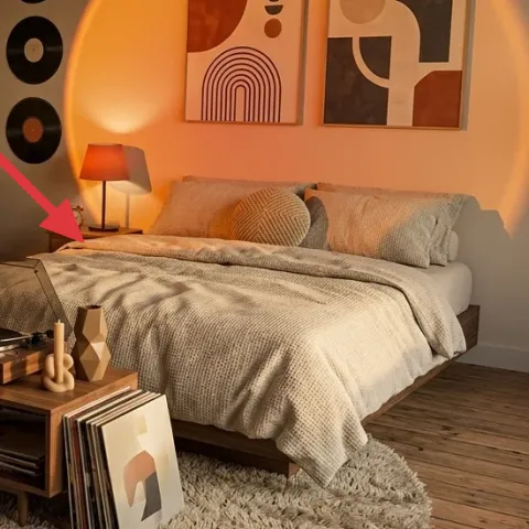 Table lamp with orange shade
