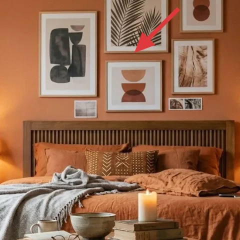 set of framed art prints on wall