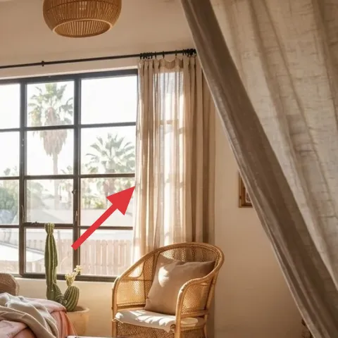 beige curtain panels