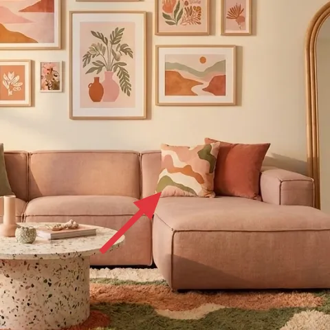 Beige sofa with chaise