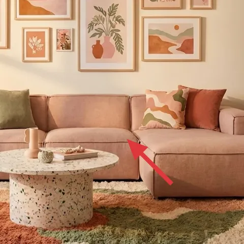 Round white speckled coffee table