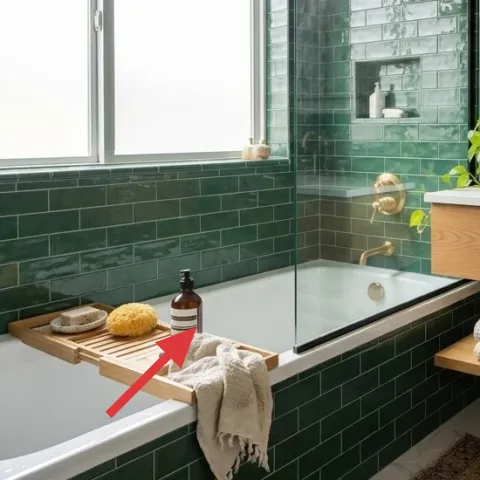 soap bottle and small bar on tray