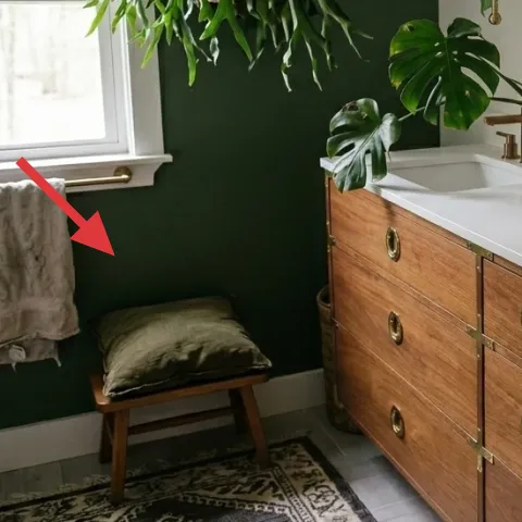 hand towel on stool