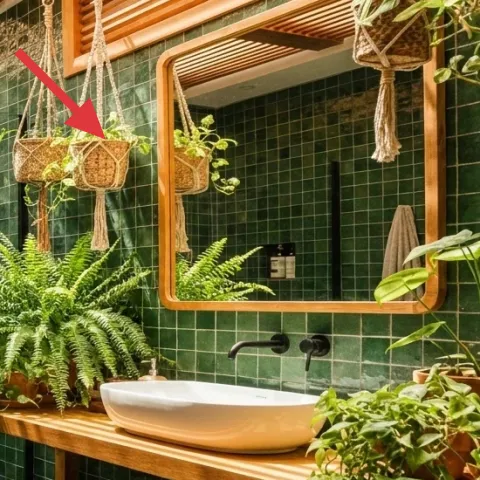 macramé-style hanging plant basket