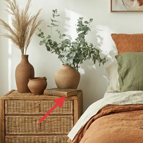 Woven nightstand with drawers