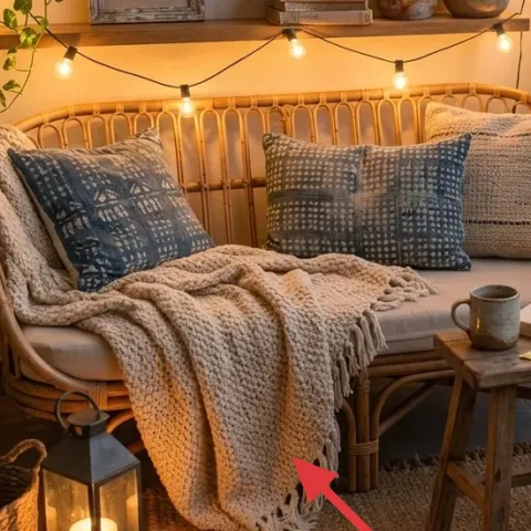 jute-style area rug under the daybed