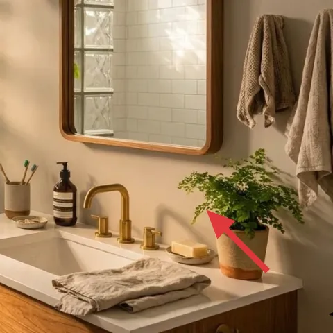 Small dish/soap tray next to the plant