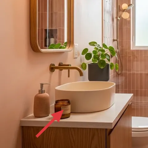 ceramic jar on the vanity