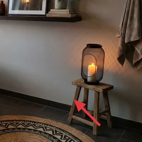 wood step stool for table lantern