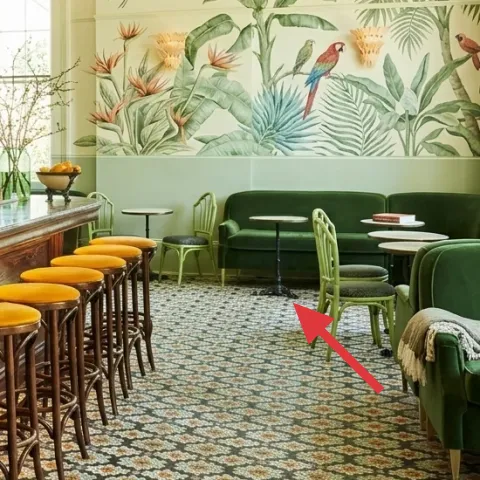 green metal side table