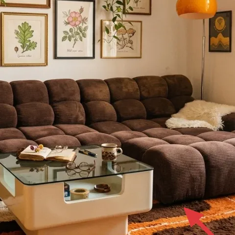 patterned area rug with orange and cream stripes