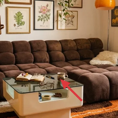 glass-top coffee table with white base