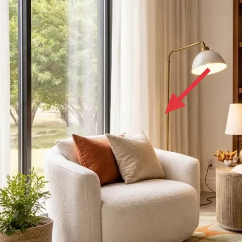 beige floor-length curtains